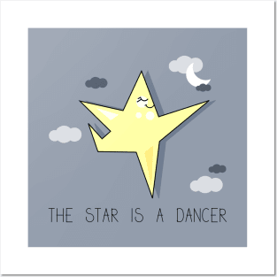 Cute cartoon star in a dancer yoga pose Posters and Art